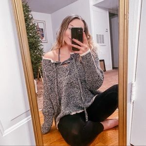 Wildfox NWT gray oversized laced up sweater